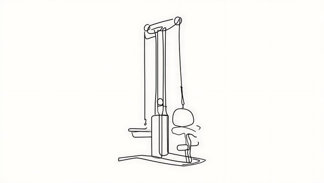 Lat pulldown machine illustration white background.