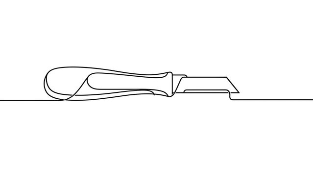 Minimalist knife line art illustration white background.