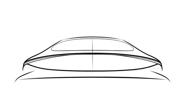 Side view car sketch on white background.