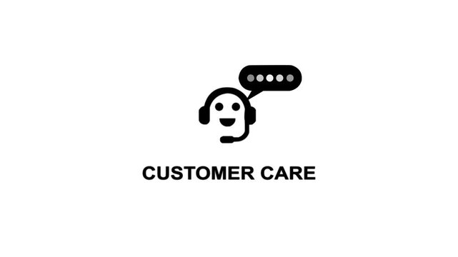 Customer Care Icon with Smiling Face Headset and Chat Bubble on White Background image photo