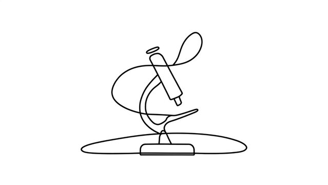 Microscope line art illustration white background.