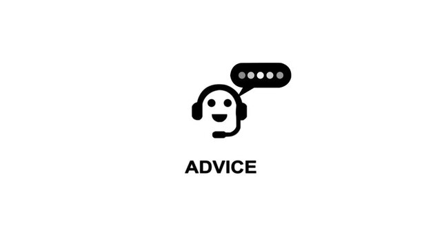 Advice Icon with Smiling Face Headset and Chat Bubble on White Background image photo