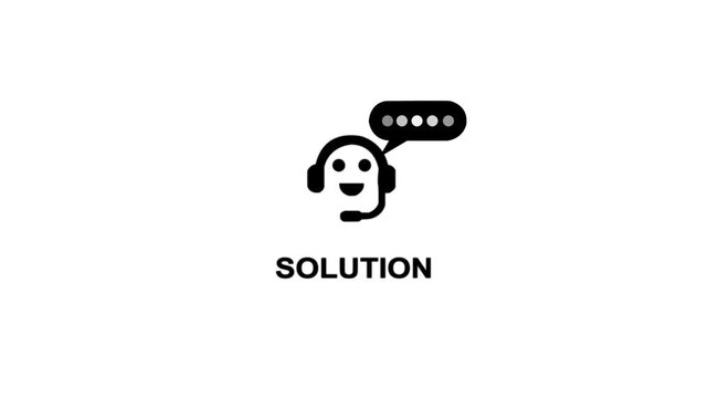 Solution Icon with Smiling Face Headset and Chat Bubble on White Background image photo