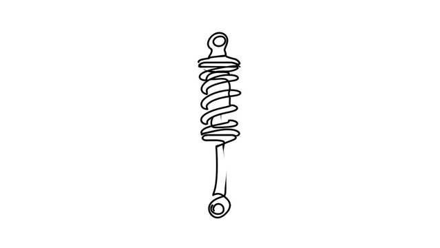 Isolated shock absorber drawing on white background.