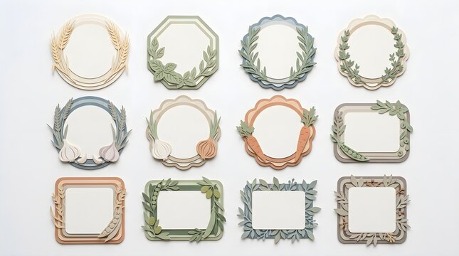 Pantry Label Stickers Set with Botanical and Vegetable Designs