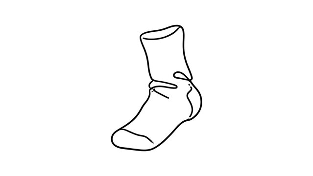 Black and white sock illustration on white background.
