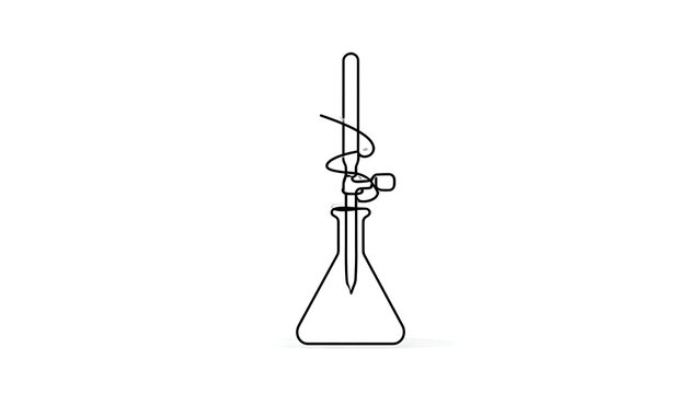 Laboratory glassware setup on white background.
