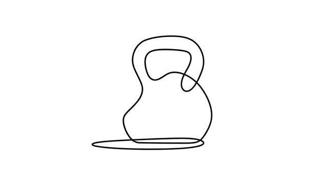 Minimalist kettlebell line art white background.