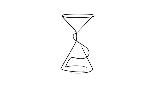 hourglass icon line art white background.
