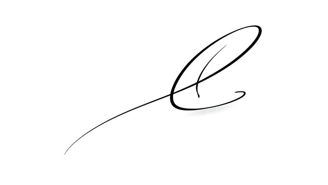 Elegant cursive letter e on white background.