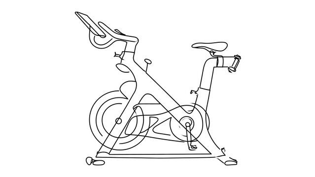 Stationary exercise bike illustration white background.