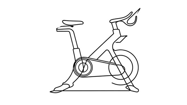 Stationary exercise bike illustration white background.
