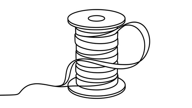 Spool of thread with handle white background.