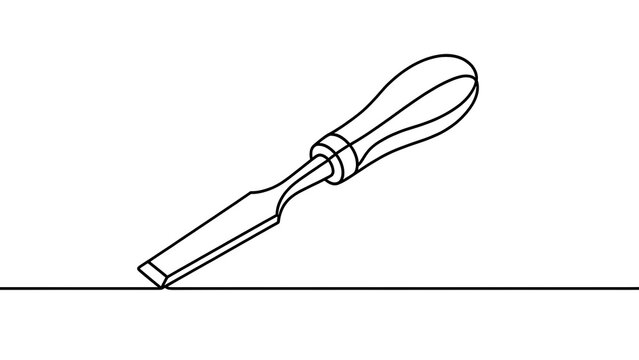 Wooden chisel tool on white background.