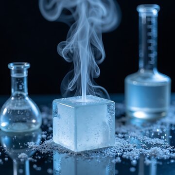 Crystalline Block Sublimating with Dense Vapor in Laboratory