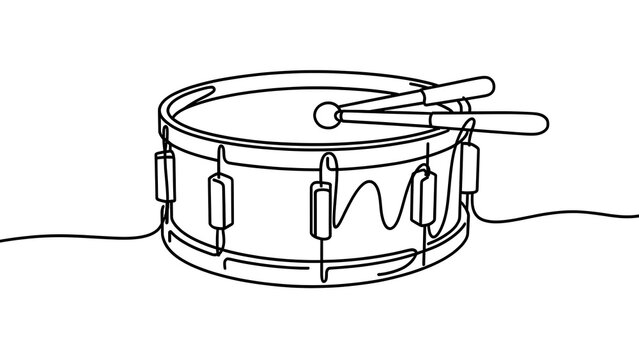 Snare drum with drumsticks white background.