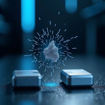 Pyrolytic Graphite Flake Levitating Between Chrome Neodymium 