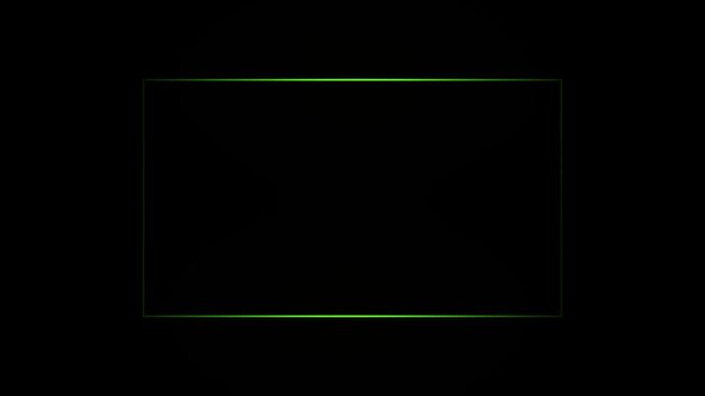 Square rectangle picture frame neon color motion graphics.  Motion graphics of neon rectangle. animation display neon box footage shape round seamless border retro movement on black background.