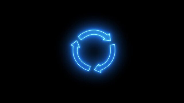Abstract neon refresh and recycle icon animation. update, circle arrow, refresh, reload animation. 4k animation video.