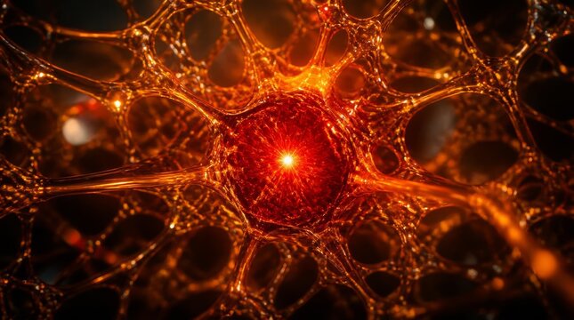 Abstract glowing neural network brain activity connection technology