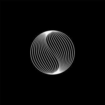 S letter initial logo as compound of wavy lines in circle shape