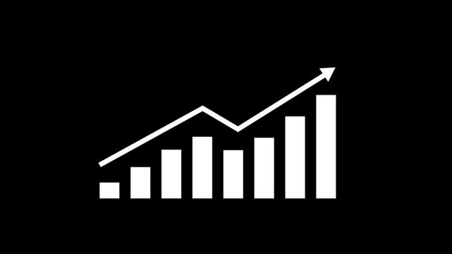 Statistics bars columns growth, arrow up. Finance, Bar graph going up, positive increase chart. business graph animation, profit increase, market performance. 4k animation