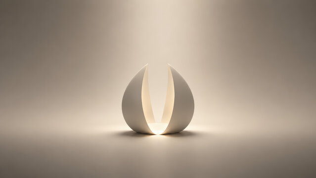 White egg with a shadow on a gray background in a clean modern digital