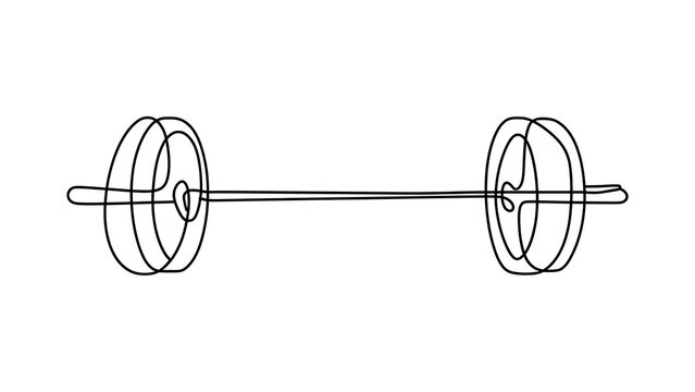 Barbell with weight plates on white background.