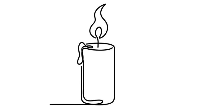Simple candle drawing on white background.