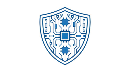 Obraz premium Digital Security Shield Icon with Integrated Circuit Design