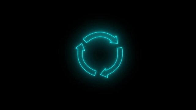 Abstract neon refresh and recycle icon animation. update, circle arrow, refresh, reload animation. 4k animation video.
