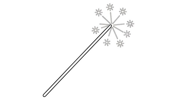 Magic wand with star tip on white background.