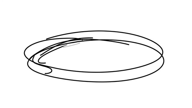 Minimalist black line art circle white background.