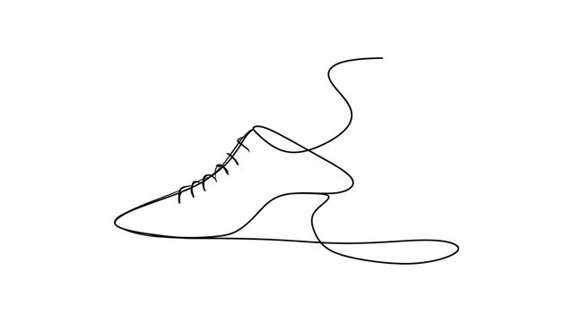 Minimalist sneaker line drawing white background.