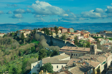 Obraz premium Picturesque view of the hill town city of Perugia, Umbria Region, Italy