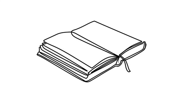 Closed notebook on white background.
