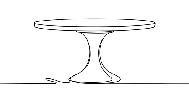 Minimalist round table on white background.