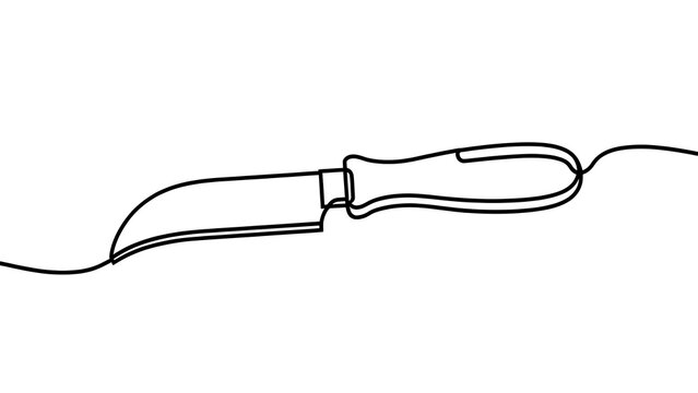 Simple line art knife illustration white background.