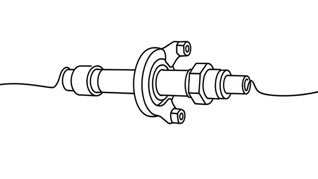 Technical drawing of spark plug white background.