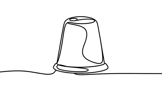 Minimalist thimble line art on white background.