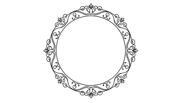 Ornate circular frame design on white background.