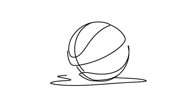 Minimalist basketball line art white background.
