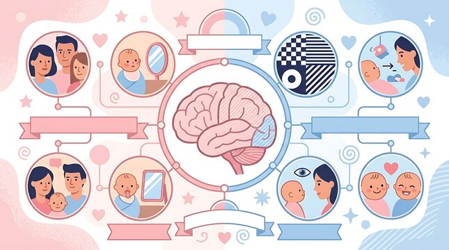 Brain development infographic for infant growth and family bonding
