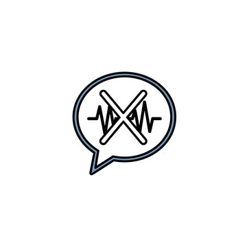 Speech Bubble with Sound Wave and Cross Symbol.