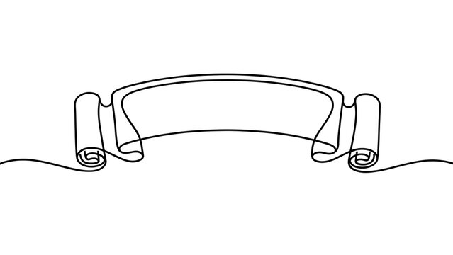 Elegant scroll banner design on white background.