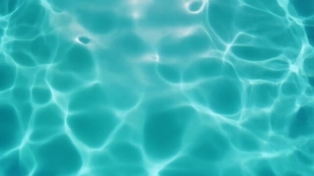 Ultra realistic underwater sunlight caustic overlay with dancing light patterns and cyan turquoise illumination, creating a premium seamless cinematic lighting texture for professional video editing.