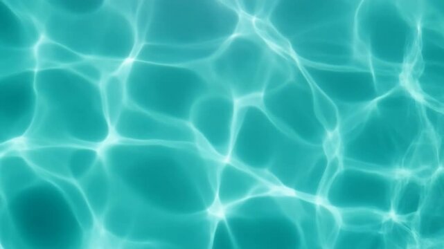Ultra realistic underwater sunlight caustic overlay with dancing light patterns and cyan turquoise illumination, creating a premium seamless cinematic lighting texture for professional video editing.