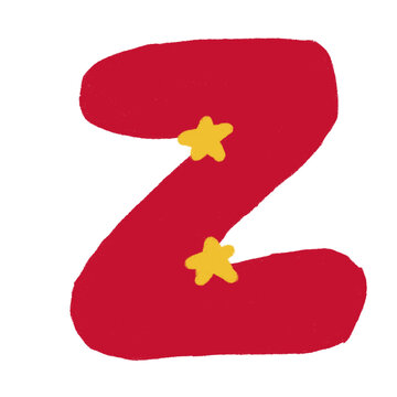 Z RED letter alphabet with cute star