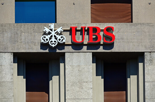Geneva, Switzerland, Europe - 05.2026 : Icon of UBS Bank - 3 keys (confidence, security and discretion), World's largest private bank, largest amount of private wealth in the world, Bulge bracket