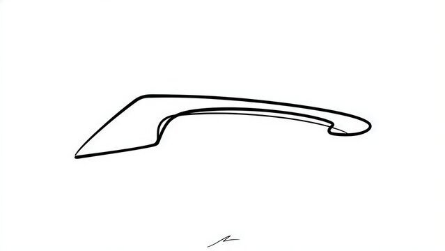Minimalist black line art knife white background.